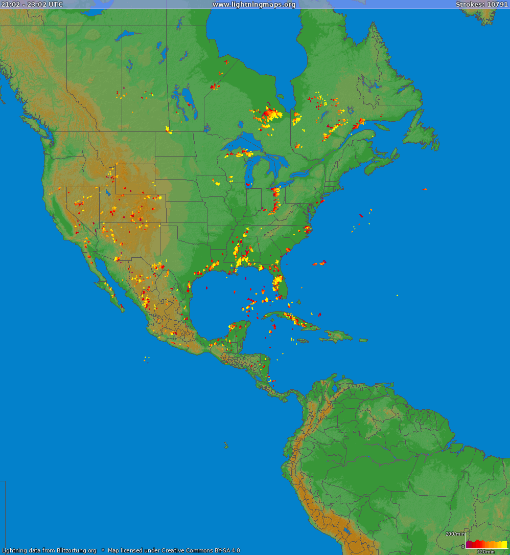 Poměr blesků (Stanice Cercal, Cadaval) North America 2024 