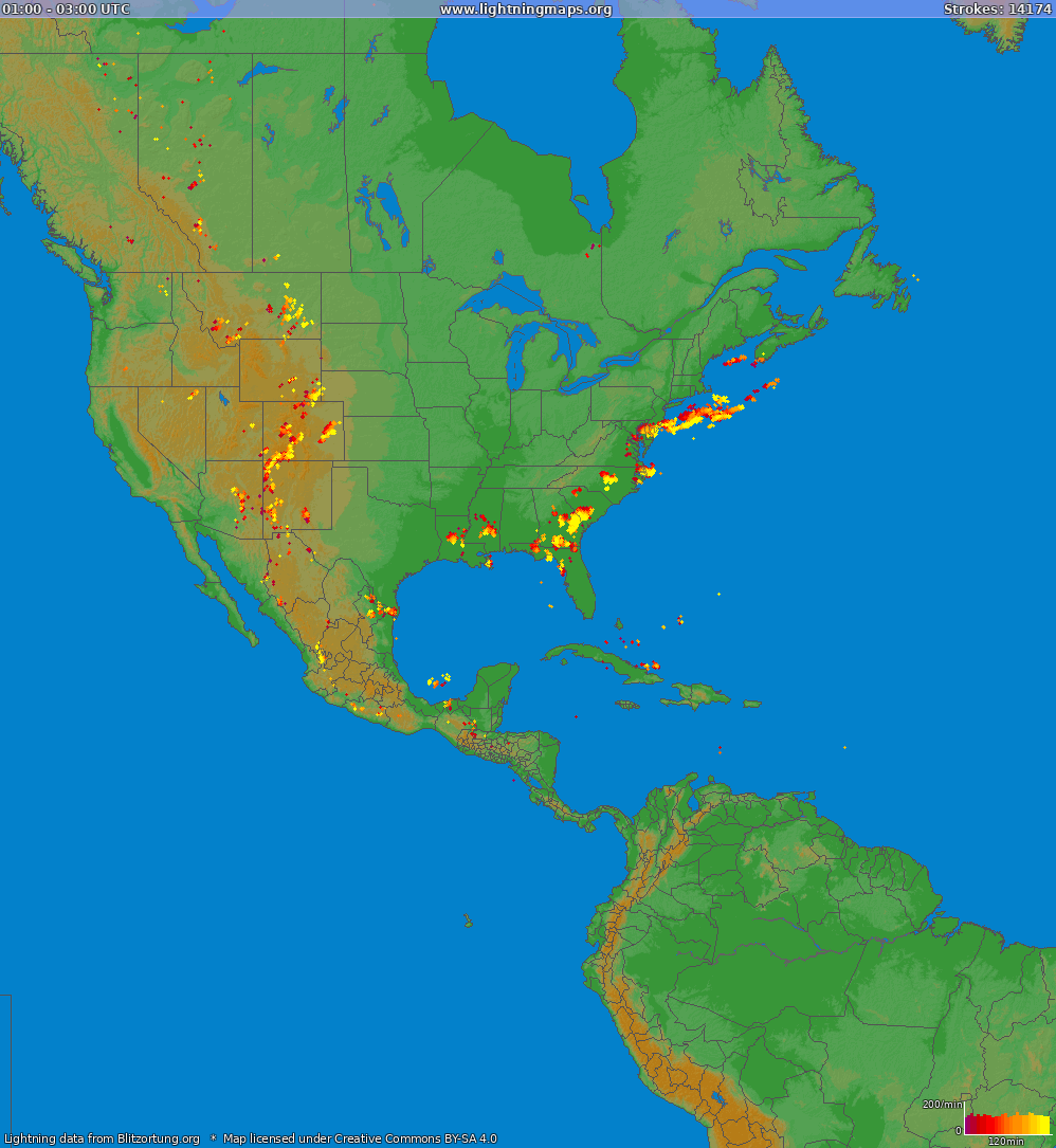 Poměr blesků (Stanice Funchal) North America 2024 