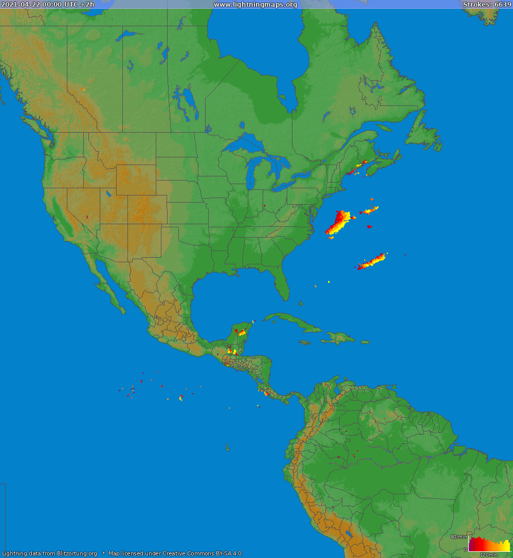 Zibens karte North America 2021.04.22 (Animācija)