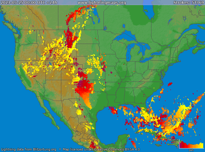 Lightning map USA 2023-05-25
