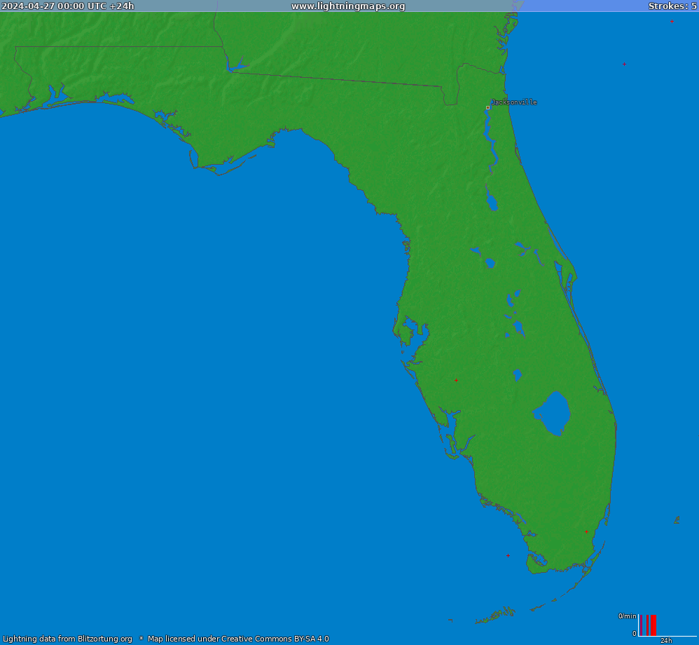 Mapa blesků Florida (Big) 27.04.2024