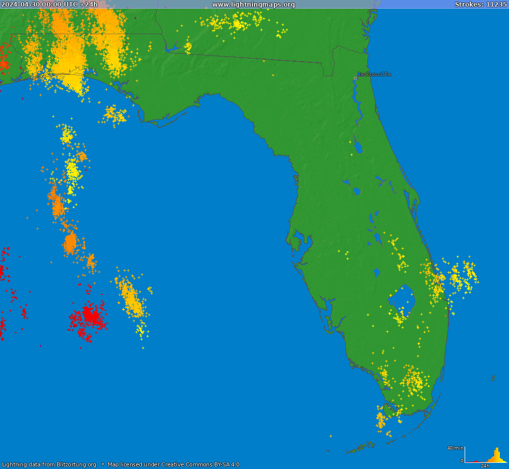 Карта блискавок Florida (Big) 30.04.2024
