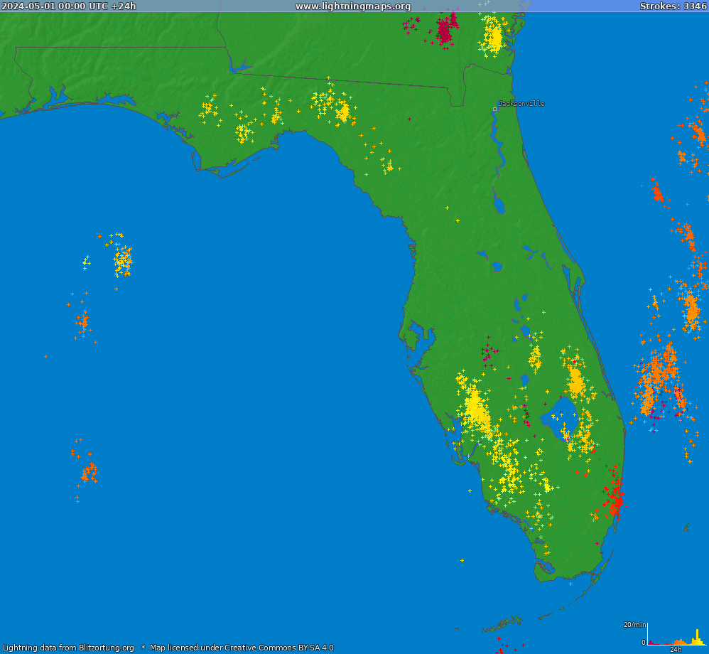 Zibens karte Florida (Big) 2024.05.01