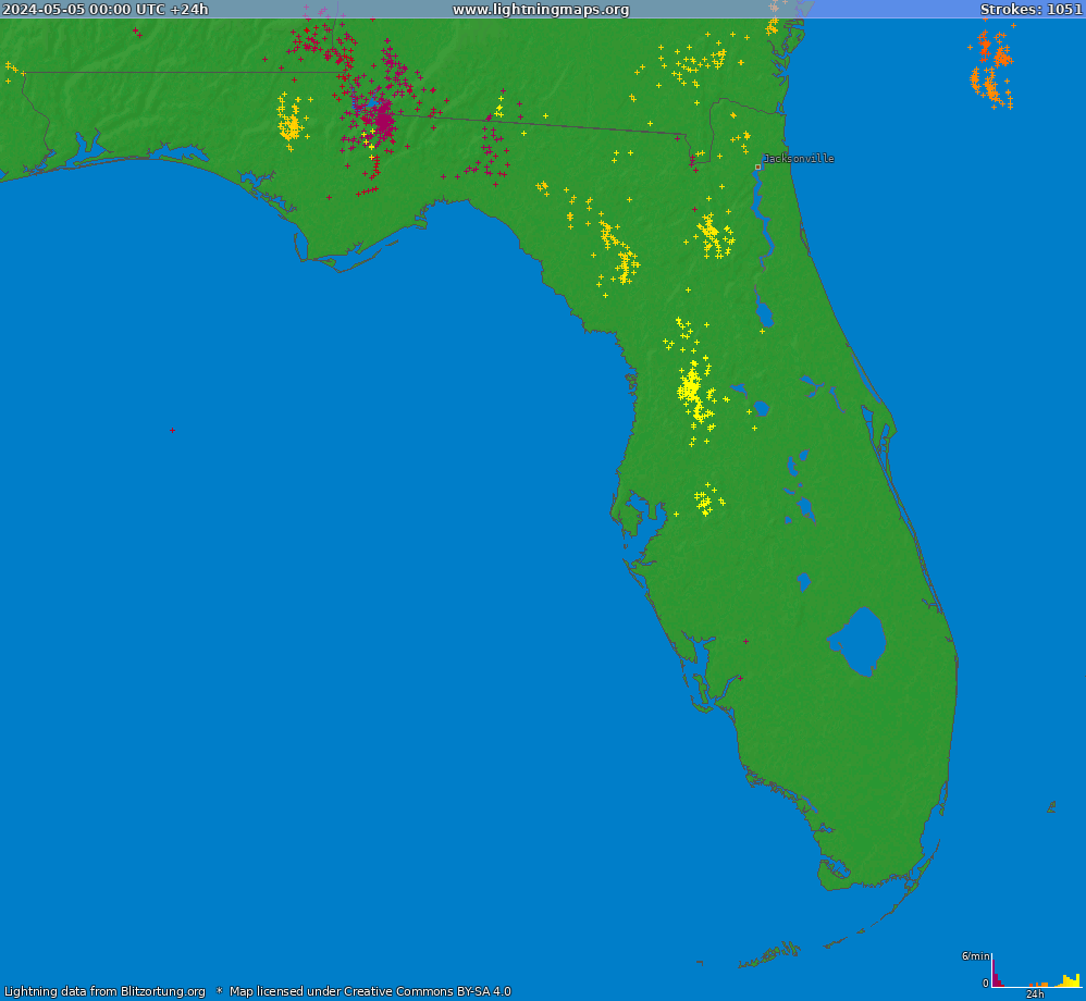 Mapa wyładowań Florida (Big) 2024-05-05