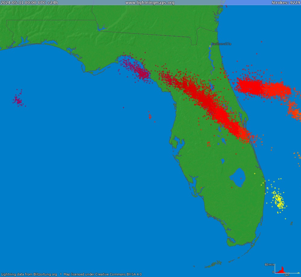 Mapa blesků Florida (Big) 11.05.2024