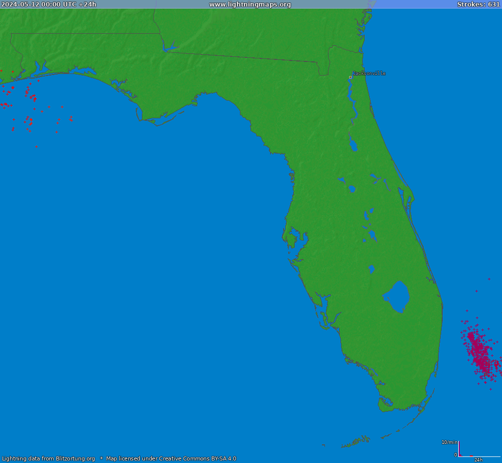 Lightning map Florida (Big) 2024-05-12