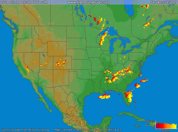 Lightning map USA 2024-05-18 (Animation)