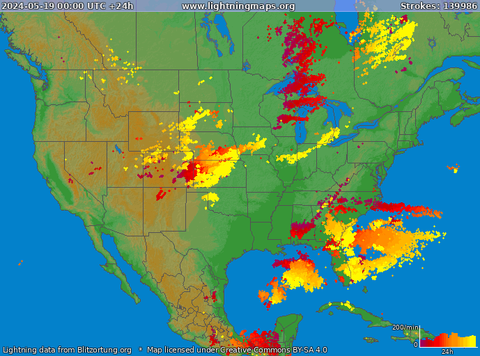 Lightning map USA 2024-05-19