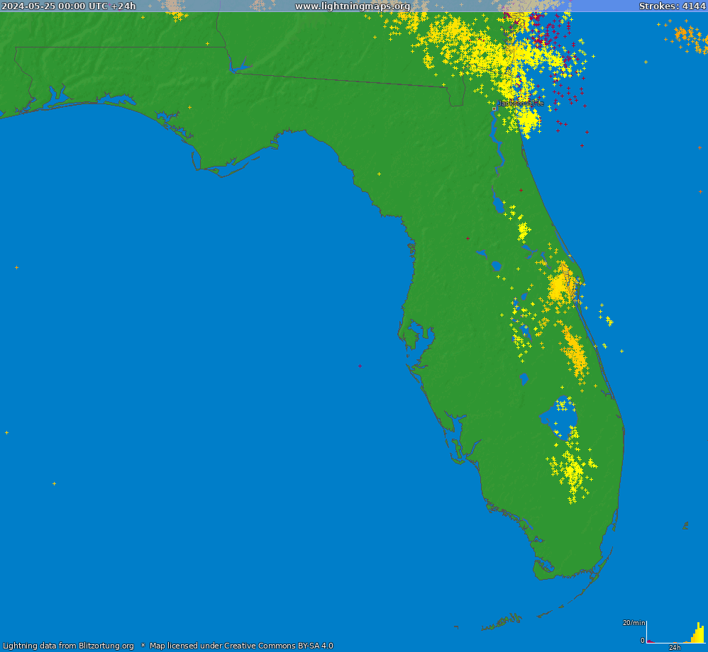 Mapa bleskov Florida (Big) 25.05.2024