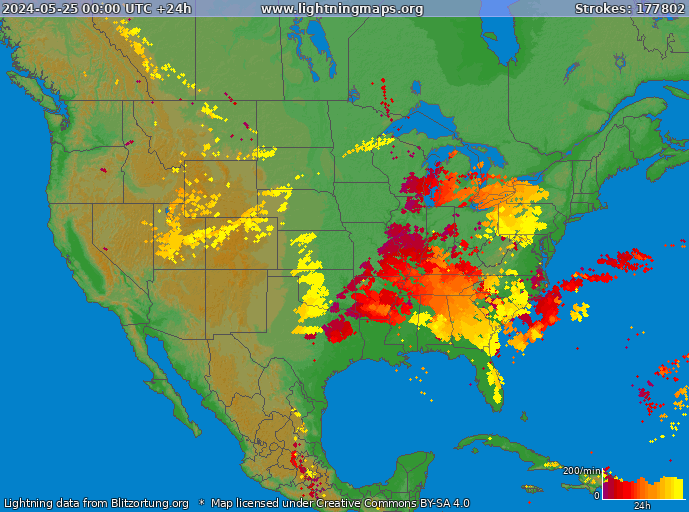 Lightning map USA 2024-05-25