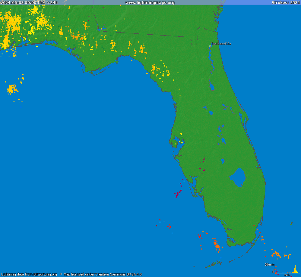 Zibens karte Florida (Big) 2024.06.03