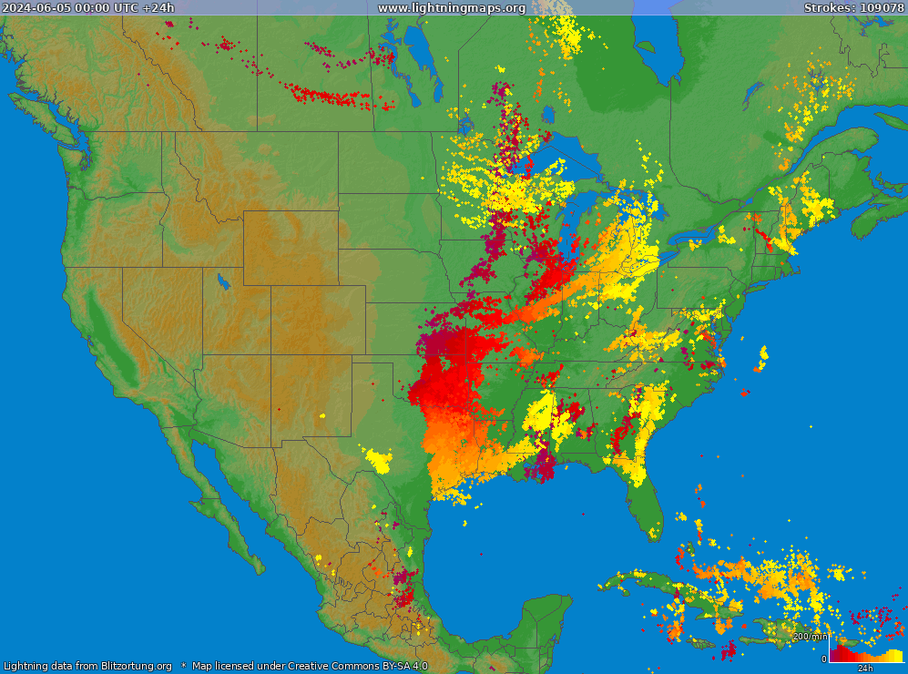 Lightning map USA (Big) 2024-06-05