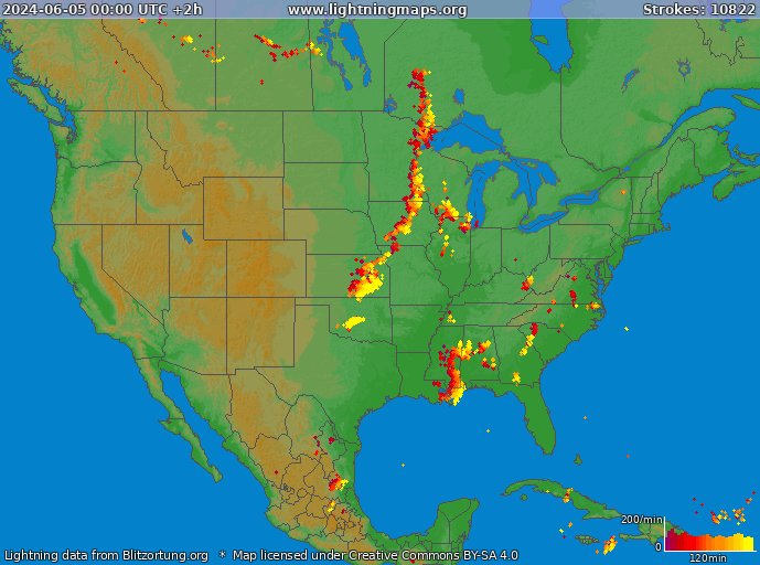 Lightning map USA 2024-06-05 (Animation)