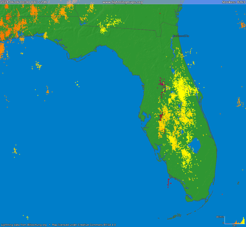 Lightning map Florida (Big) 2024-06-06