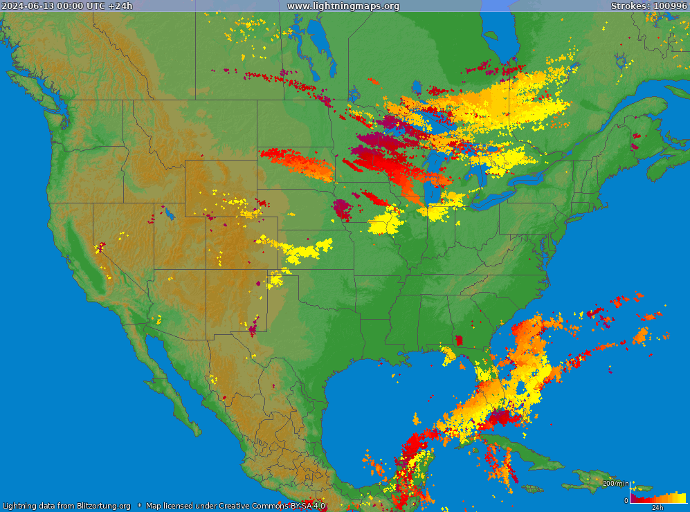 Mappa dei fulmini USA (Big) 13.06.2024