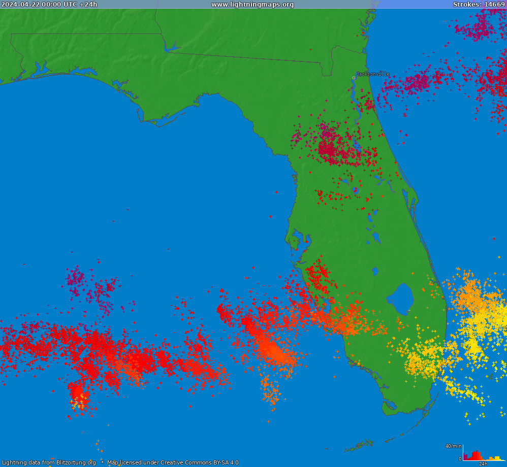 Lightning map Florida (Big) 2024-04-22