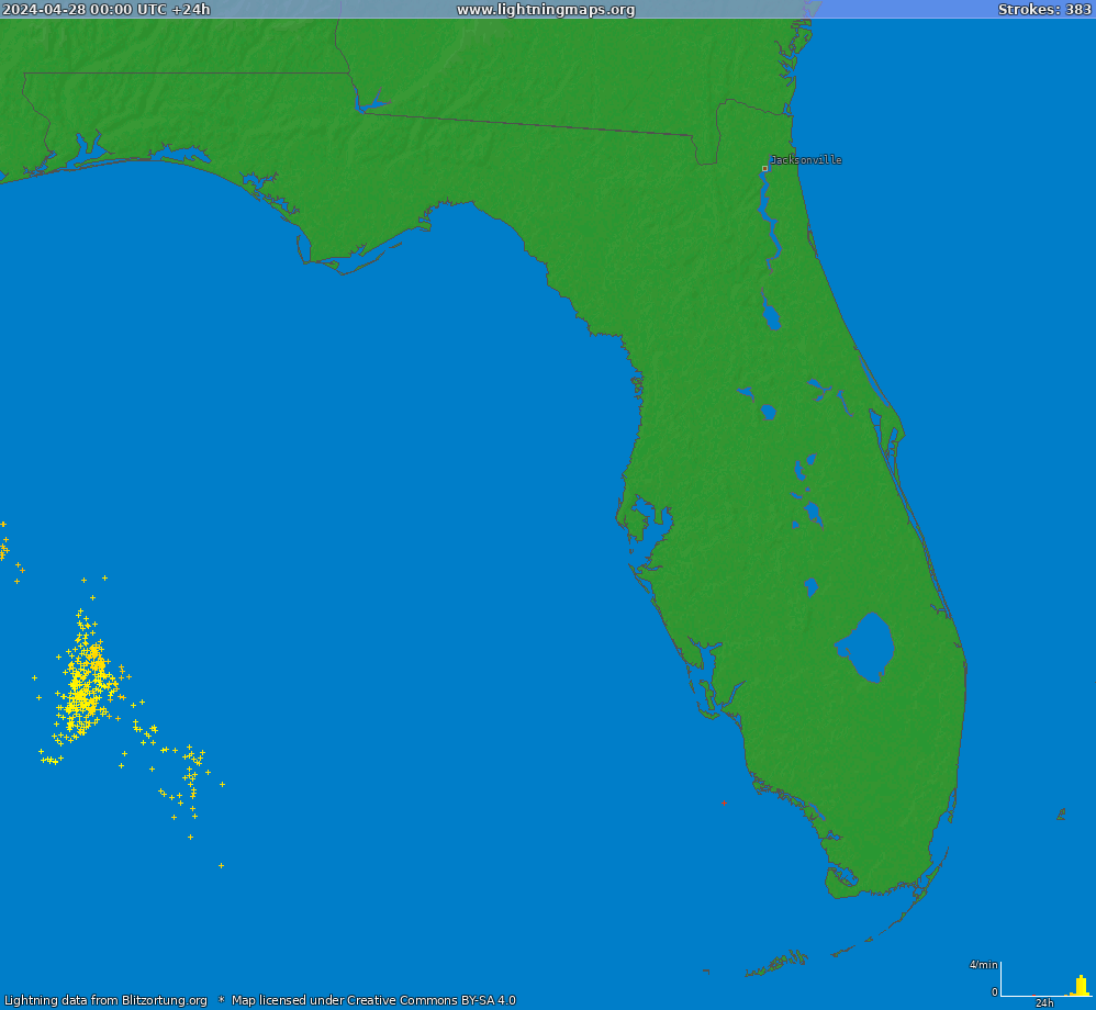 Mapa wyładowań Florida (Big) 2024-04-28