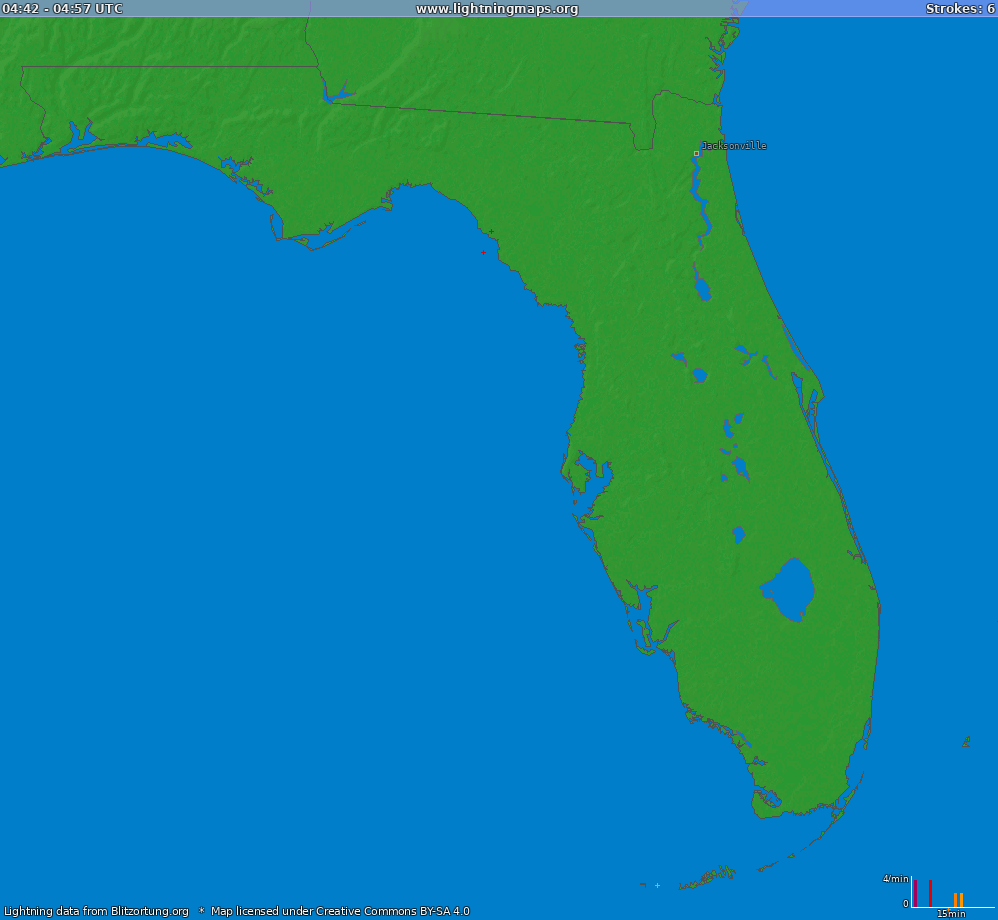 Lightning map Florida (Big) 2024.04.18 15:56:57 UTC