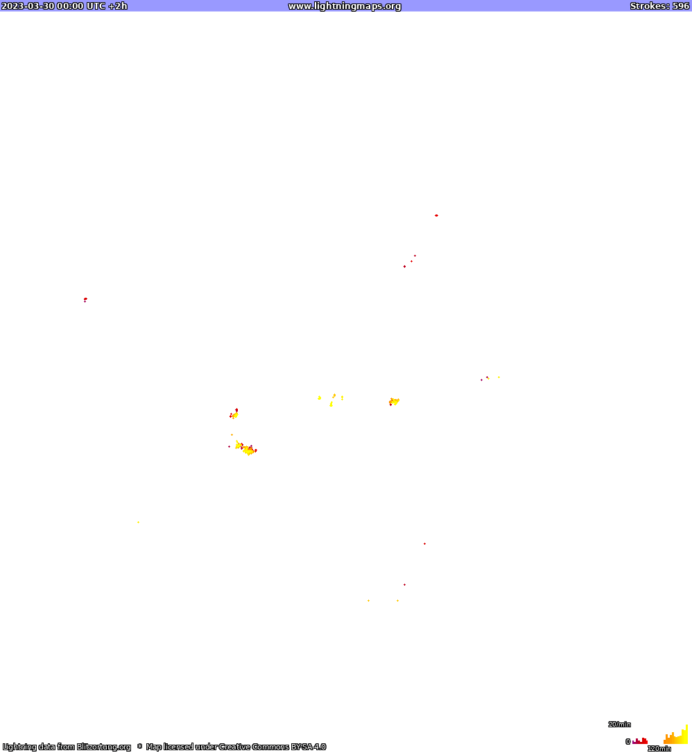 Mappa dei fulmini North America 30.03.2023 (Animazione)