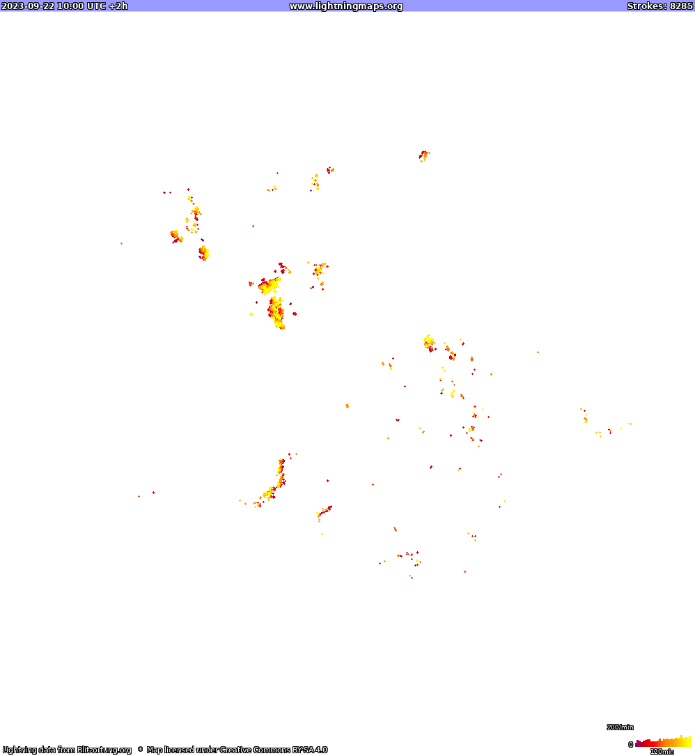 Lightning map North America 2023-09-22 (Animation)