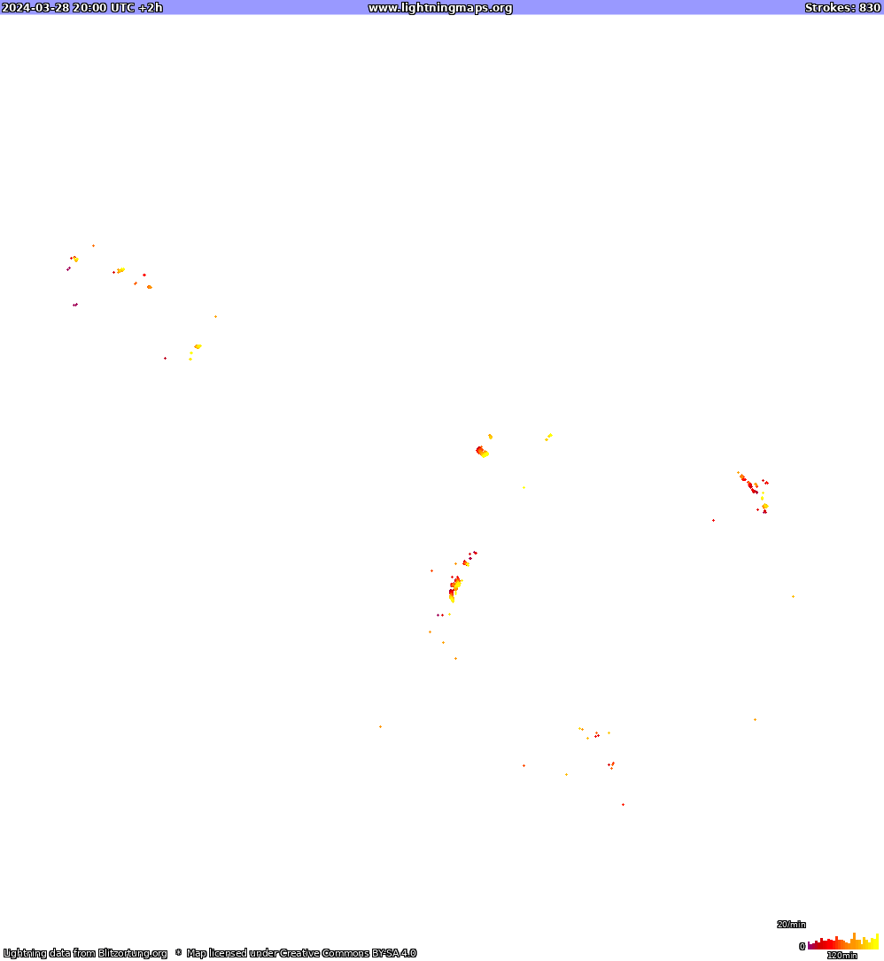 Mappa dei fulmini North America 28.03.2024 (Animazione)