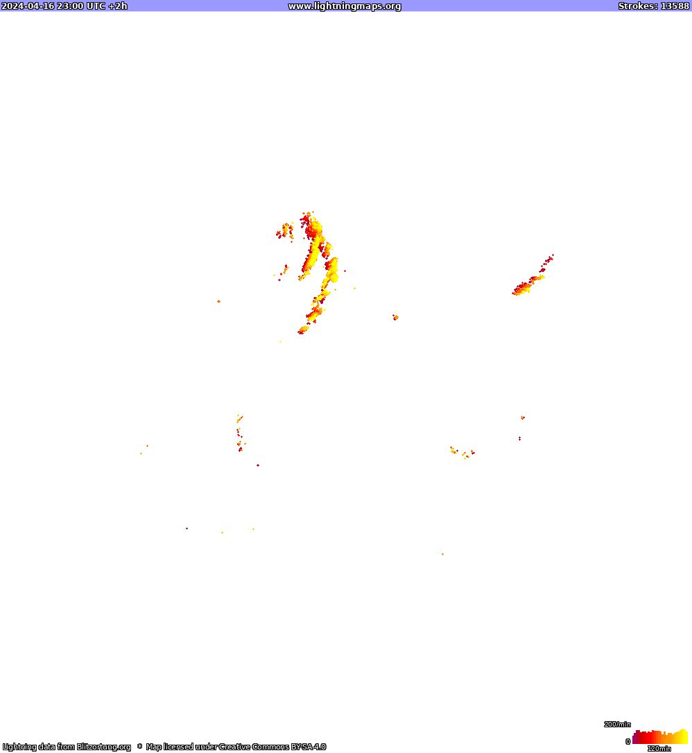 Lightning map North America 2024-04-17 (Animation)