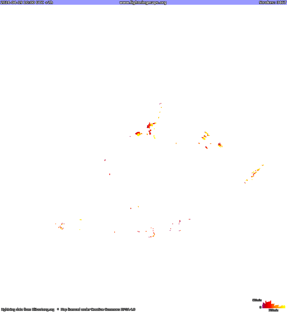 Карта блискавок Північна Америка 19.04.2024 (Анімація)