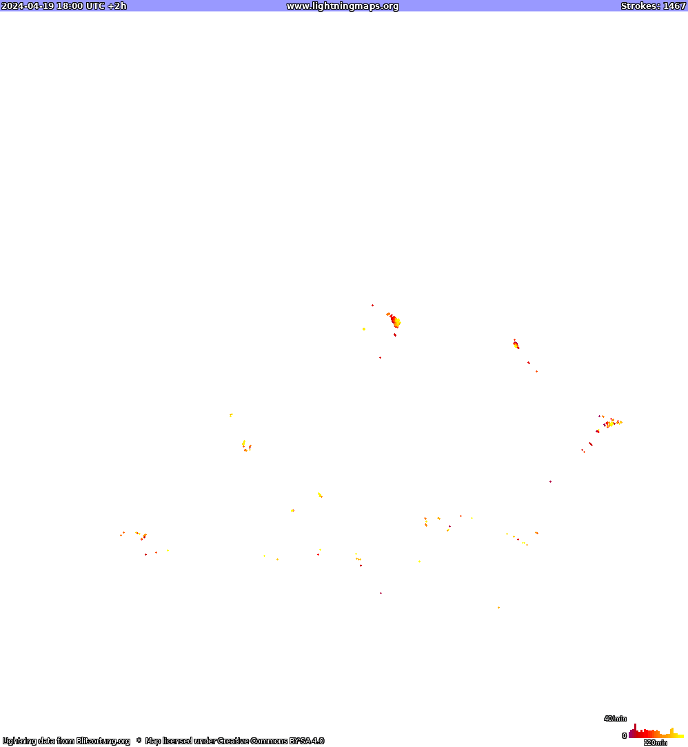 Lightning map North America 2024-04-19 (Animation)