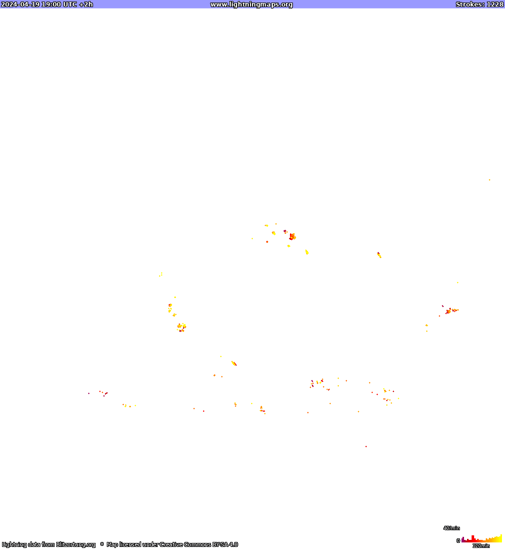 Lightning map North America 2024-04-19 (Animation)