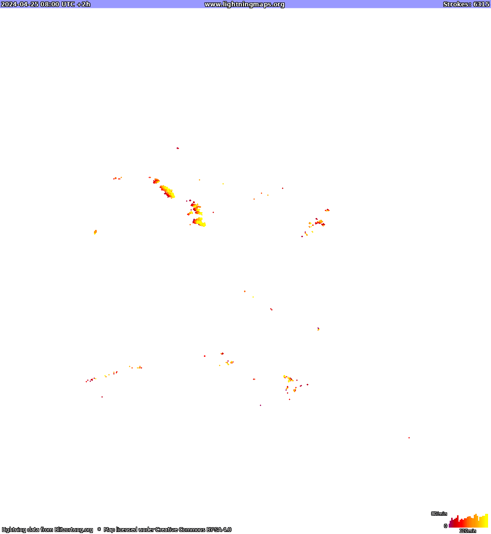 Mappa dei fulmini North America 25.04.2024 (Animazione)
