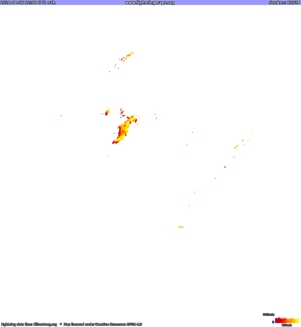 Lightning map North America 2024-04-26 (Animation)