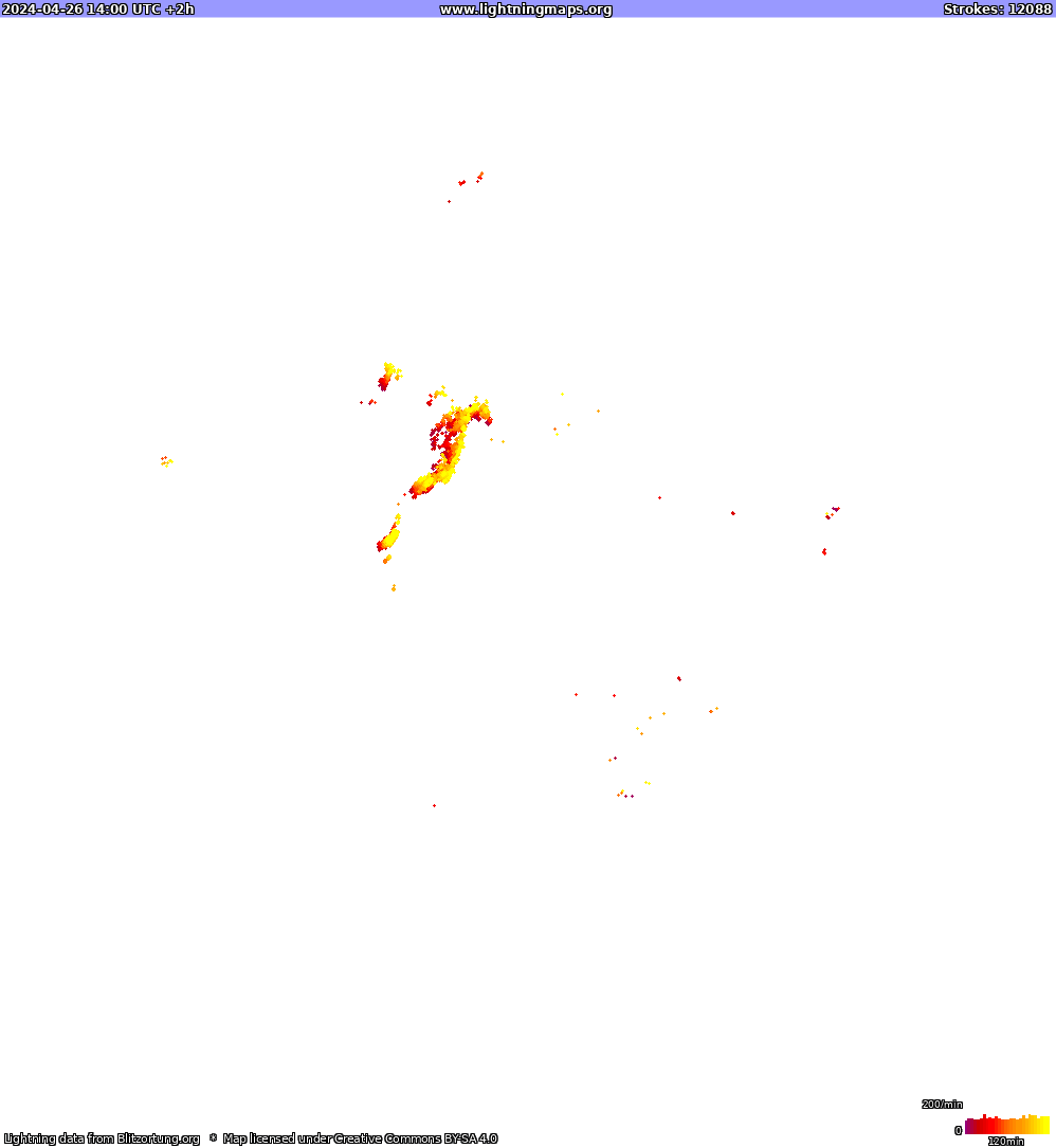 Mappa dei fulmini North America 26.04.2024 (Animazione)