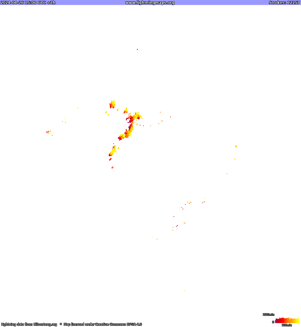 Lightning map North America 2024-04-26 (Animation)