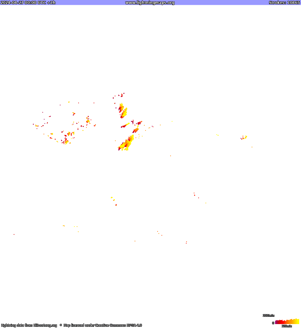 Карта блискавок Північна Америка 27.04.2024 (Анімація)
