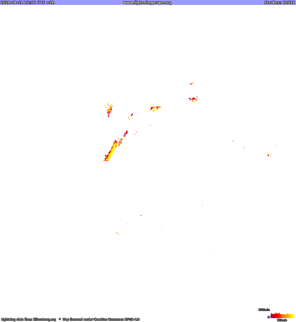 Lightning map North America 2024-04-28 (Animation)
