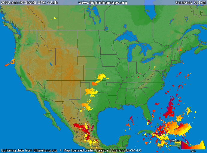 Lightning map USA 2022-04-19