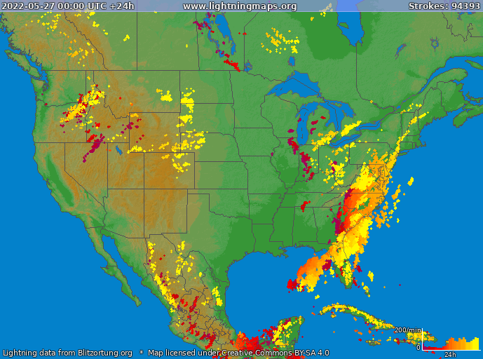 Lightning map USA 2022-05-27