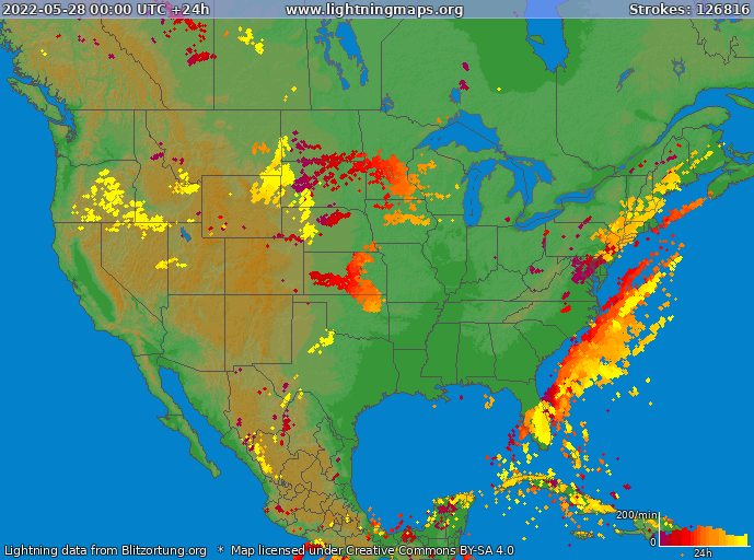 Lightning map USA 2022-05-28