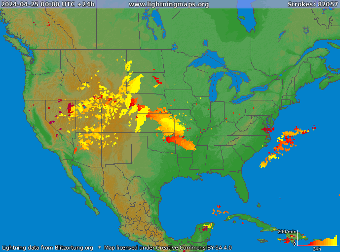 Lightning map USA 2024-04-25