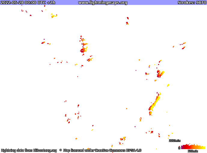 Mappa dei fulmini USA 28.05.2022 (Animazione)