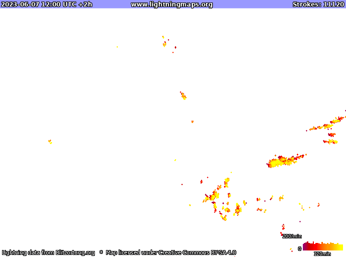 Lightning map USA 2023-06-07 (Animation)