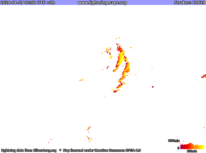 Carte de la foudre USA 17/04/2024 (Animation)