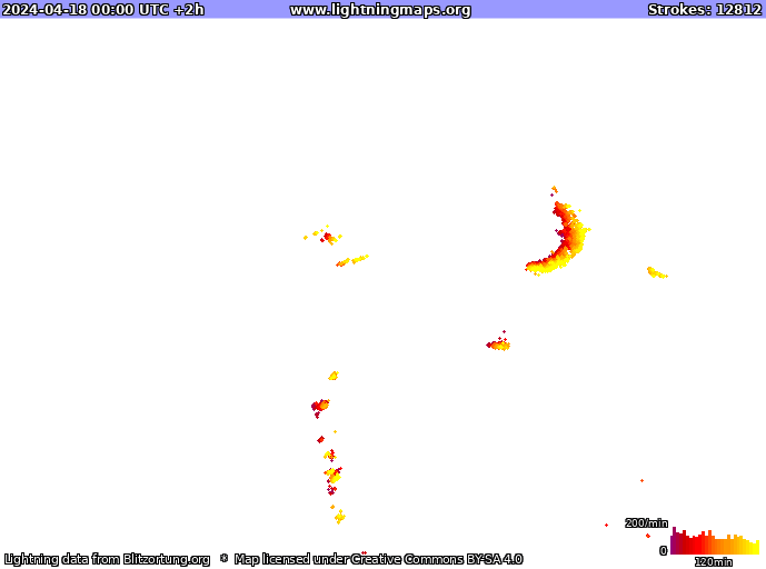 Carte de la foudre USA 18/04/2024 (Animation)