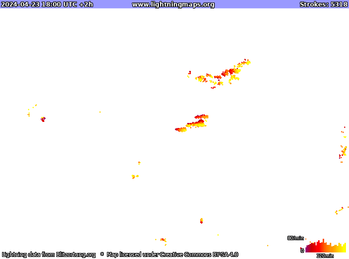 Lightning map USA 2024-04-23 (Animation)