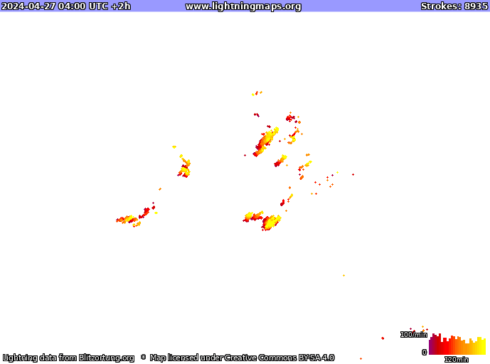 Lightning map USA 2024-04-27 (Animation)