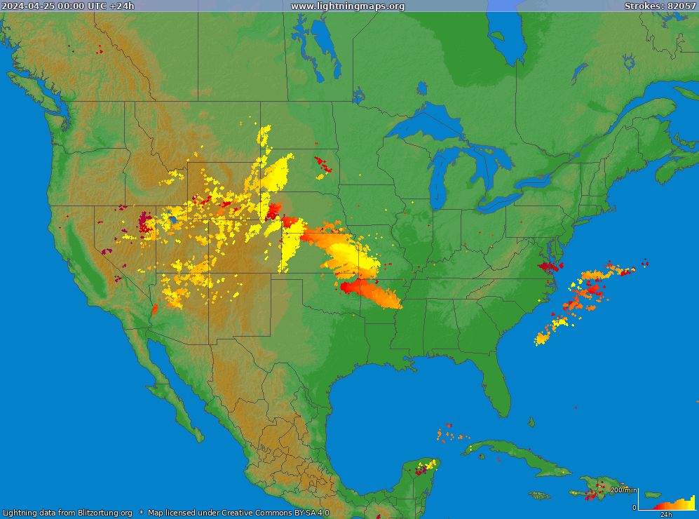 Lightning map USA (Big) 2024-04-25