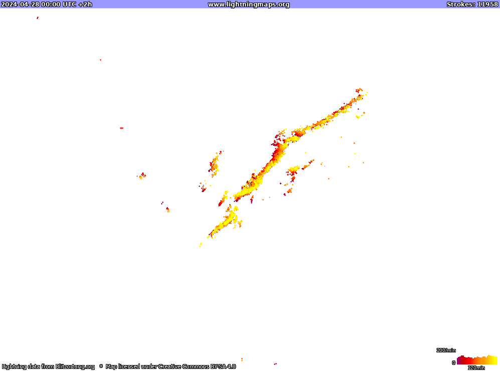 Mappa dei fulmini USA (Big) 28.04.2024 (Animazione)