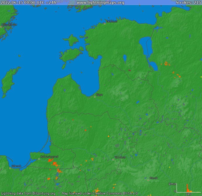 Mappa dei fulmini Baltic States 15.06.2022