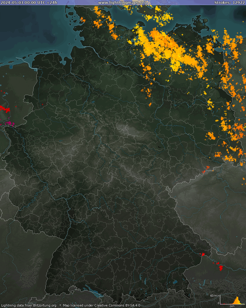 Mapa blesků Německo 03.05.2024
