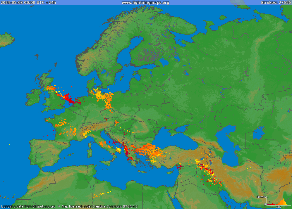 Mappa dei fulmini Europe (Big) 03.05.2024